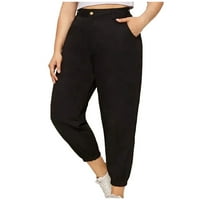 Женските панталони разхлабени ежедневни панталони спортни модни модни дълги суитчъри костюм Black S-6XL