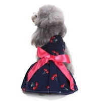 Yesbay Pet Dog Puppy Cherry Print Ressing Retry Ryly Soft Disheable Costume Apparel, кучешки дрехи s