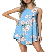 Дамски бомтуи A-Line къси мини рокли флорални тениска тениска рокля плажна туника леопардов печат слънчев разрез