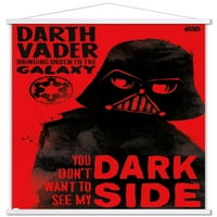 Междузвездни войни: Сага - Плакат за тъмна странична стена на Vader с дървена магнитна рамка, 22.375 34