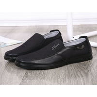 Елошман мъжки ежедневни обувки плоски апартаменти класически мокасини ежедневен комфорт приплъзване на мокасини без приплъзване бизнес обувки Тъмно Черно 10