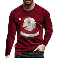Мъжки плюс размер върхове ежедневно коледен лък-възел 3D цифров печат пуловер кръгла шия с дълъг ръкав блуза тениска червена 14