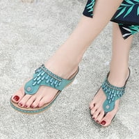 високи сандали за жени Плаж отворени пръсти дишащи Сандали бродирани обувки Сандалови Токчета за жени Размер сандалово зелено 9.5
