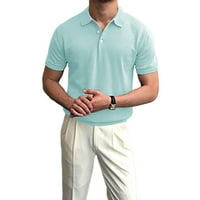 Yobecho Men's Golf Polo риза Небрежен бутон с къса ръкав мека риза