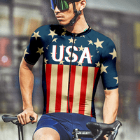 Мъжки САЩ американски флаг Колоездене Джърси удобни шосеен велосипед облекло, 6ХЛ